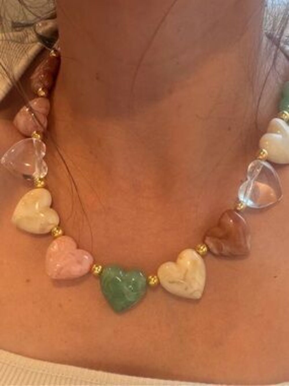Multicolor Heart Bead Necklace - Picture 4 of 6